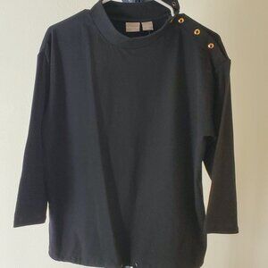 Chico's Black, Zenergy, Snap Detail Top – Size 1 (US 8 – 10)